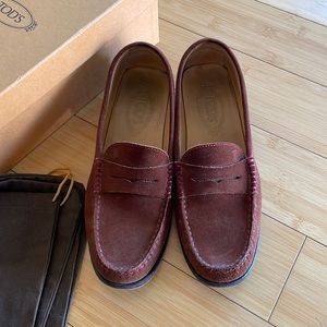 Tod's Brown Suede Penny Loafers